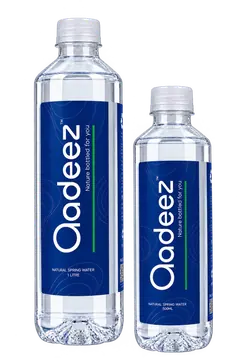 Aadeez bottled water: the one litre and 500 millilitre bottles side by side